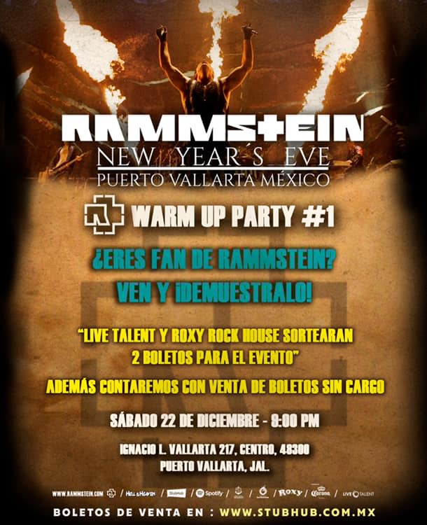 Ven y empieza a calentar a el fuego de Rammstein en la primera WarmUpParty